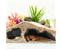 Aquarium Grot - Vissen Schuilplaats - Aquarium Decoratie - Meerdere Kamers - 30x20x30mm - Zwart