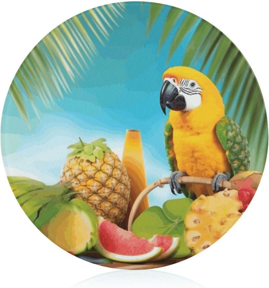 Glazen snijplank, Zomer Papegaai Ananas Vogels Print Glas Snijplank Kleine Snijplank Reizen Snijplank Groente Snijplank