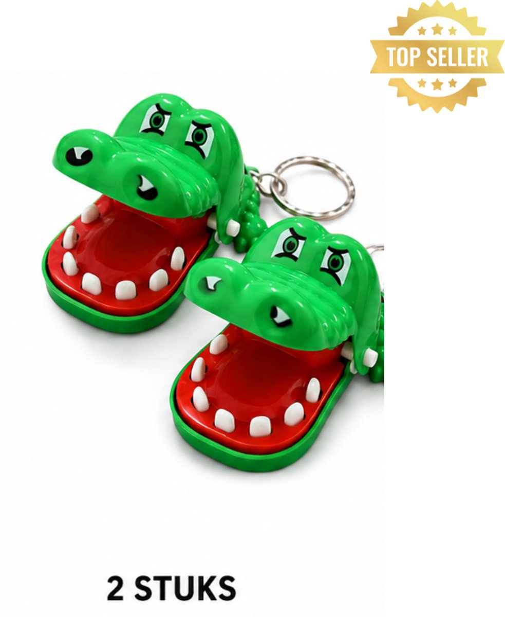 Chipa - Mini Bijtende Krokodil Sleutelhanger – 2 stuks - Krokodil Spel – Compact Reisspel – Grappige Gadget voor Kinderen & Volwassenen - Crocodile game - Drankspel - Krokodil met kiespijn