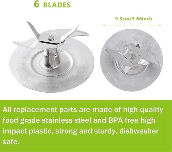 Vervangende Blendermessen - Blender Onderdelen - Glad Mixen - Kosteneffectieve Reparatie - 2 Stuks - Zwart — afbeelding 4