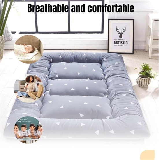 Futon Matras - Japanse Mat - Extra Slaapplek - Ergonomisch Ontworpen - 90 x 200 cm - Grijs — afbeelding 5