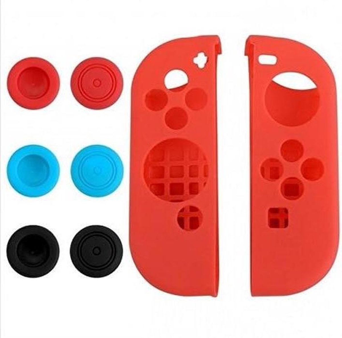 Controller Beschermhoes - Siliconen Skin - Games Spelen - 8 Delige Set - Links en Rechts - Rood Grijs Blauw