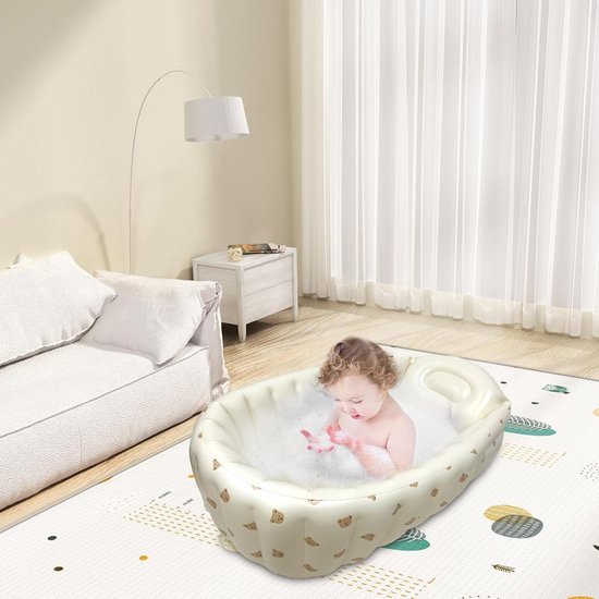 Opblaasbaar Bad - Peuterbadje Kinderbad - Plezier Binnen Buiten - Snel Opgeblazen - 90x55x30cm - Blauw — afbeelding 5