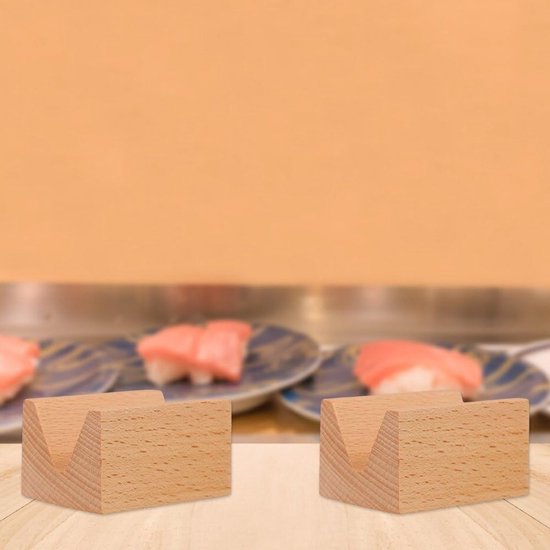 5 Wooden Taco and Sushi Holders Holder Sushi Wheel Holder Wooden Stand for Temaki, Cue Display for Restaurants — afbeelding 5
