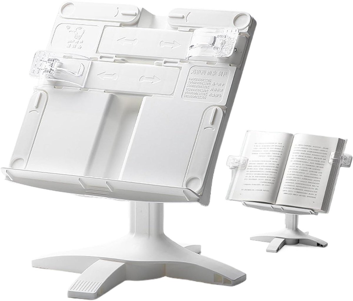 Verstelbare Boekhouder - Leesstandaard - Ergonomisch Lezen - Draaibare Organizer - 449g - Wit