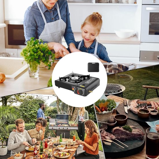 Camping Kookstel - Draagbaar Fornuis - Buiten Koken - Automatische Ontsteking - 34x26x10cm - Zwart — afbeelding 5