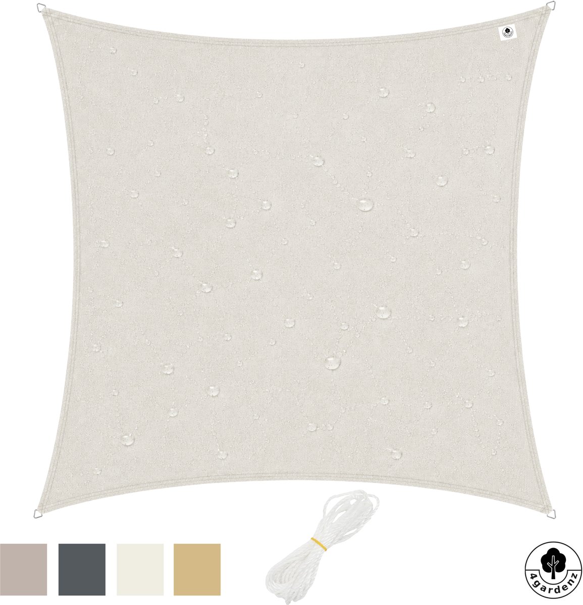 4gardenz Schaduwdoek Waterafstotend Vierkant 2x2 mtr - Crème