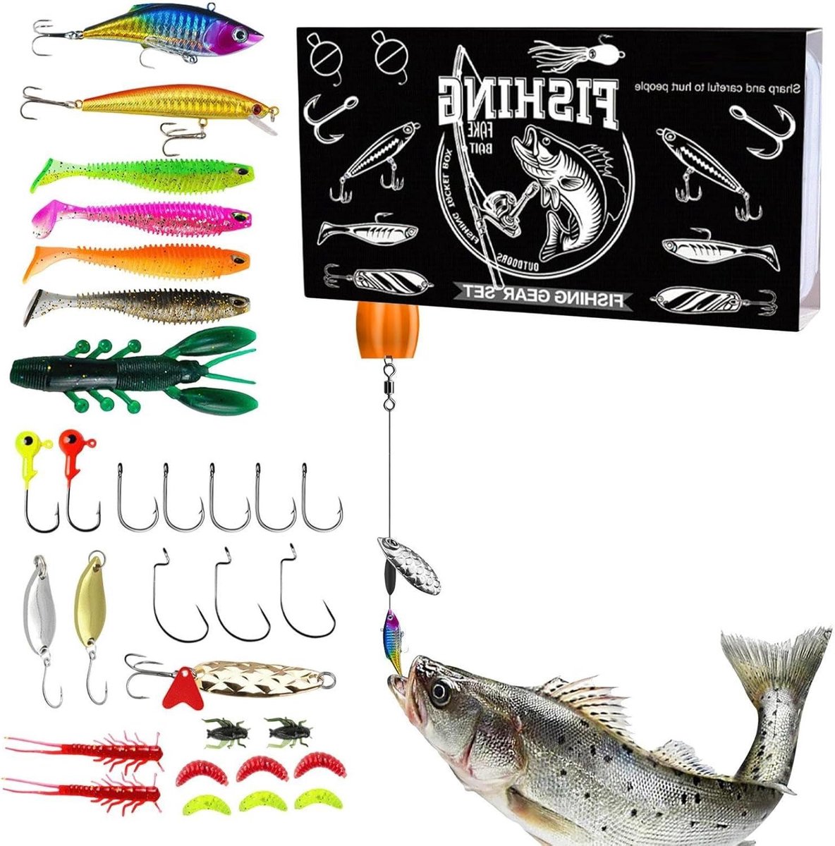 Vis Lokaas Set - Kunstaas - Baars Vissen - Realistisch Uiterlijk - 19 cm - Multicolor