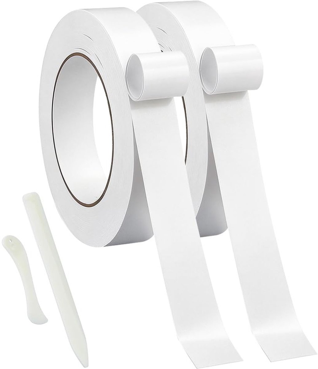 2 rollen 40 m dubbelzijdig plakband met briefopener, ideaal voor kledingreparaties, gordijnen en knutselprojecten, 25 mm breed