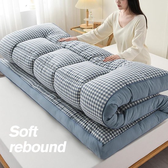 Japanse futonmatras - Opvouwbaar matras - Logeren en slapen - Ademende katoenstof - 100x200cm - Roze — afbeelding 4
