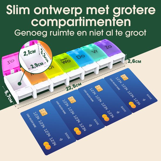 GEASY Pillendoos 7 dagen - Pillendoos met handig kliksysteem - Medicijndoos met Grote vakken - Pillndoos 7 dagen met sterke vergrendeling - Nederlandstalige Pillendoos - Medicijndoosje 7 dagen – Pillendoosje