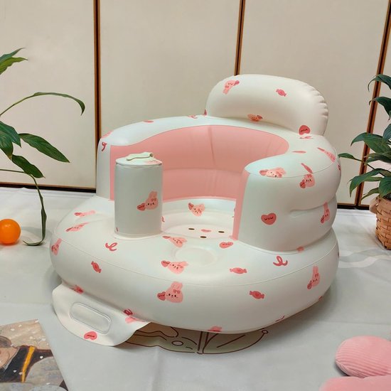Baby Inflatable Seat Portable Baby Bath Floor Seat Summer Air Chair Cute Rabbit Design Baby Seat for Babies from 3 Months — afbeelding 2