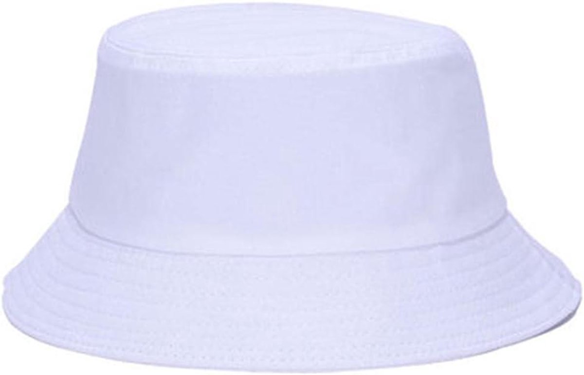 Katoenen Hoed - Zonnehoed Bucket - Outdoor Bescherming - Verstelbare Maat - One Size - Wit