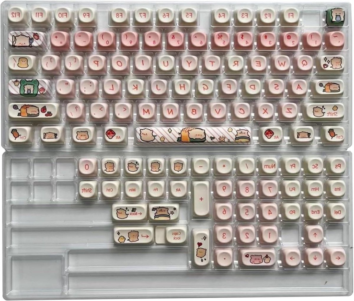 Roze Varken Keycaps - MOA Hoogte Caps - Typervaring Verbeteren - PBT Krasbestendig Materiaal - 118 Toetsen - Roze