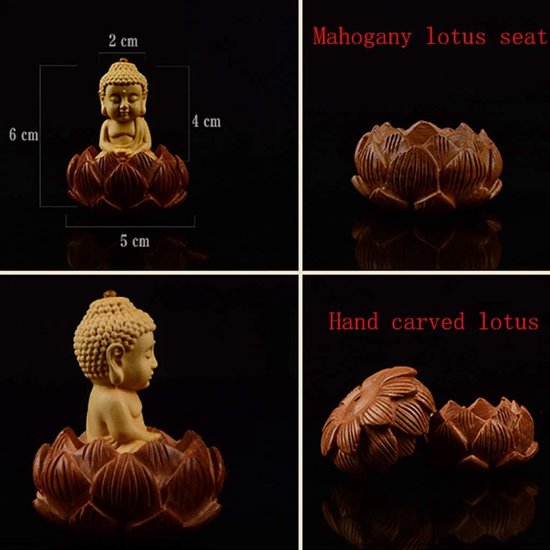 Boeddha beeld - Decoratief beeld - Meditatie decoratie - Massief houten - 5x2x6 cm - Houtkleur van Boeddha. — afbeelding 4