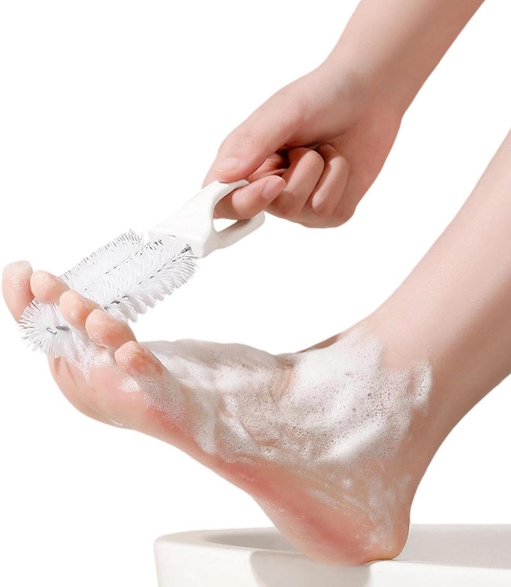 Voetborstel - Teennagel Tool - Dagelijkse Hygiëne - Draagbaar Ontwerp - 13.7 cm - Wit