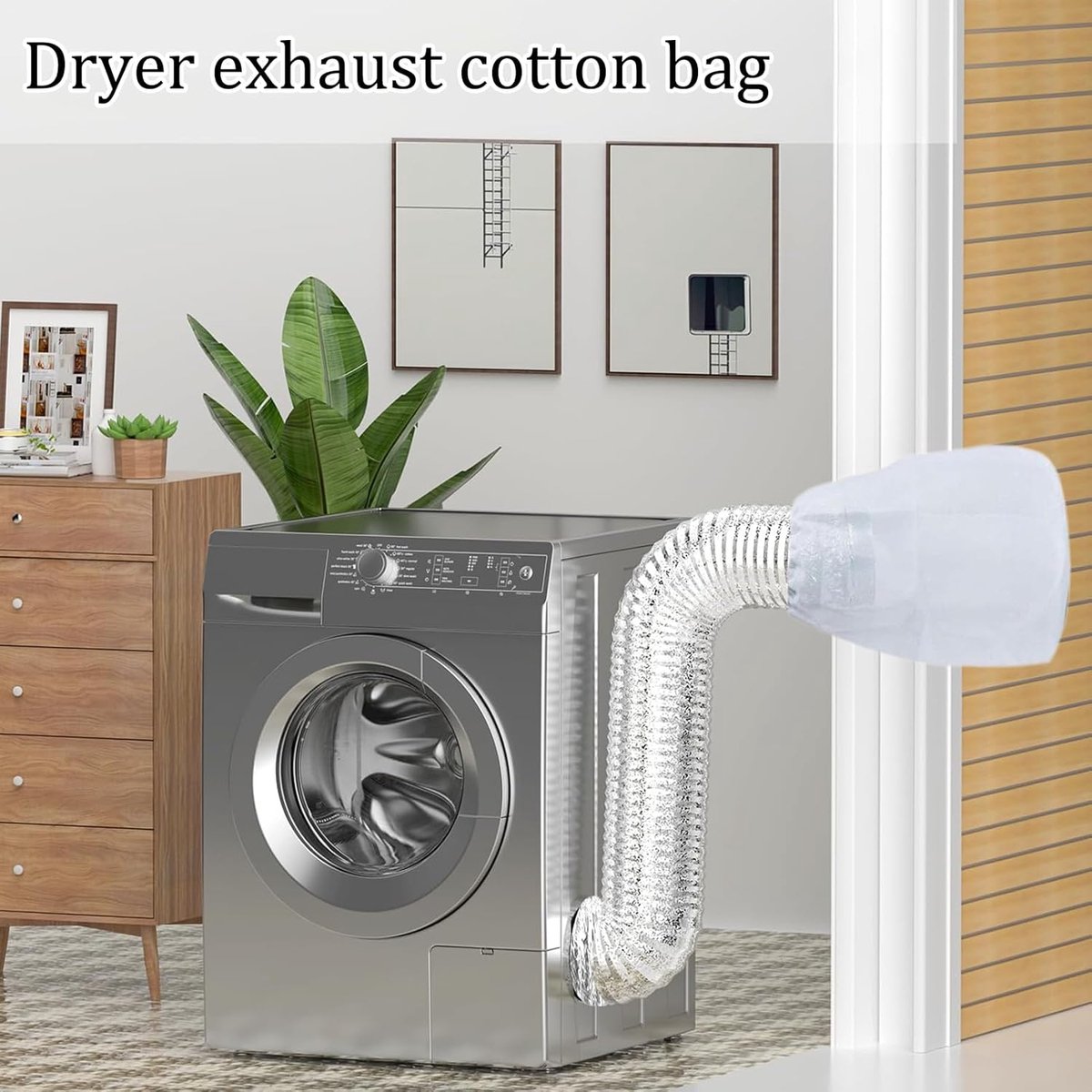 Wasdroger Pluisvanger - Pluche Verzamelzak - Kleding Reinigen - Hittebestendige Ventilatiezak - 2 Stuks - Grijs