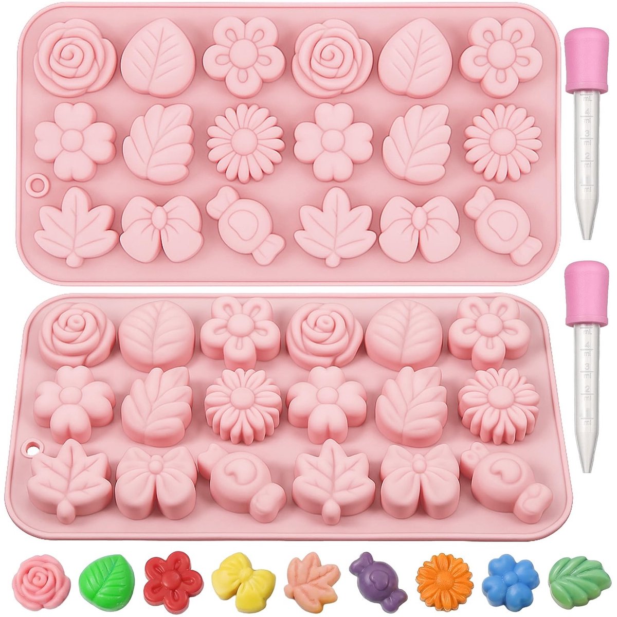Dailygoods - Set van 2 Siliconen Chocolade Mallen in Bloemvorm