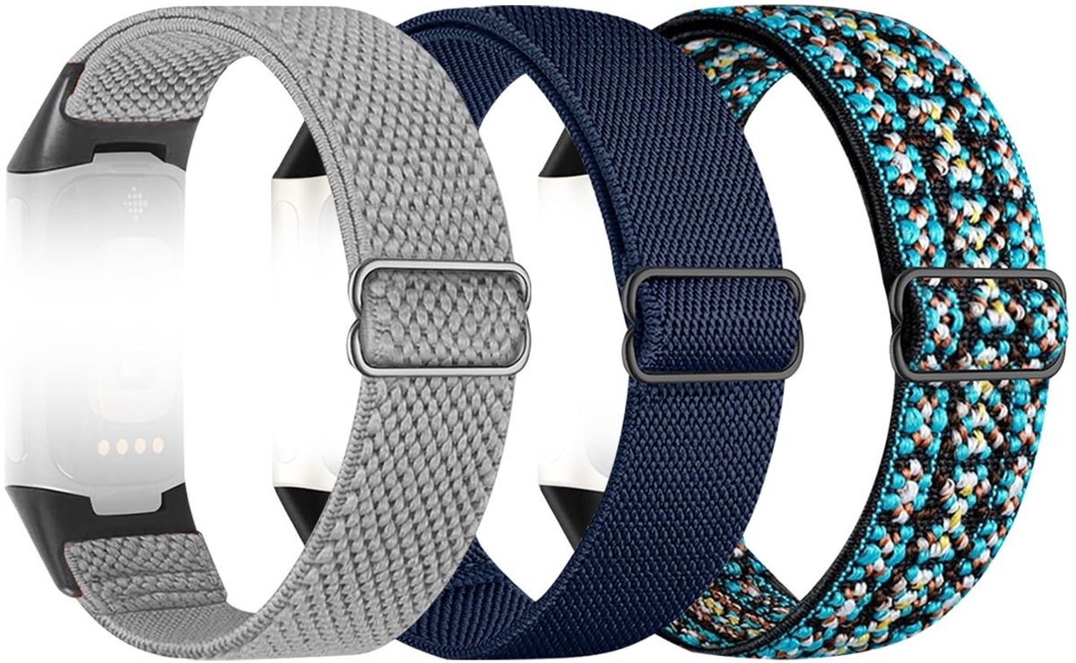 Dailygoods - Set van 3 Verstelbare Nylon Horlogebandjes voor Fitbit Charge 5/6