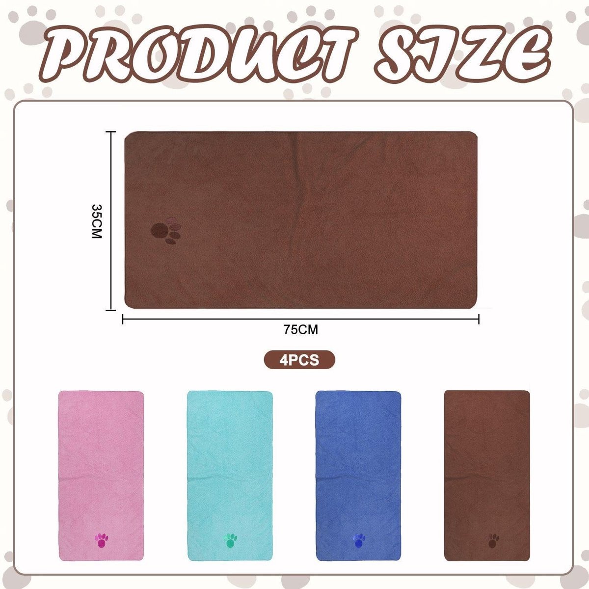 Dailygoods - Set van 4 Zachte Microvezel Huisdierhanddoeken