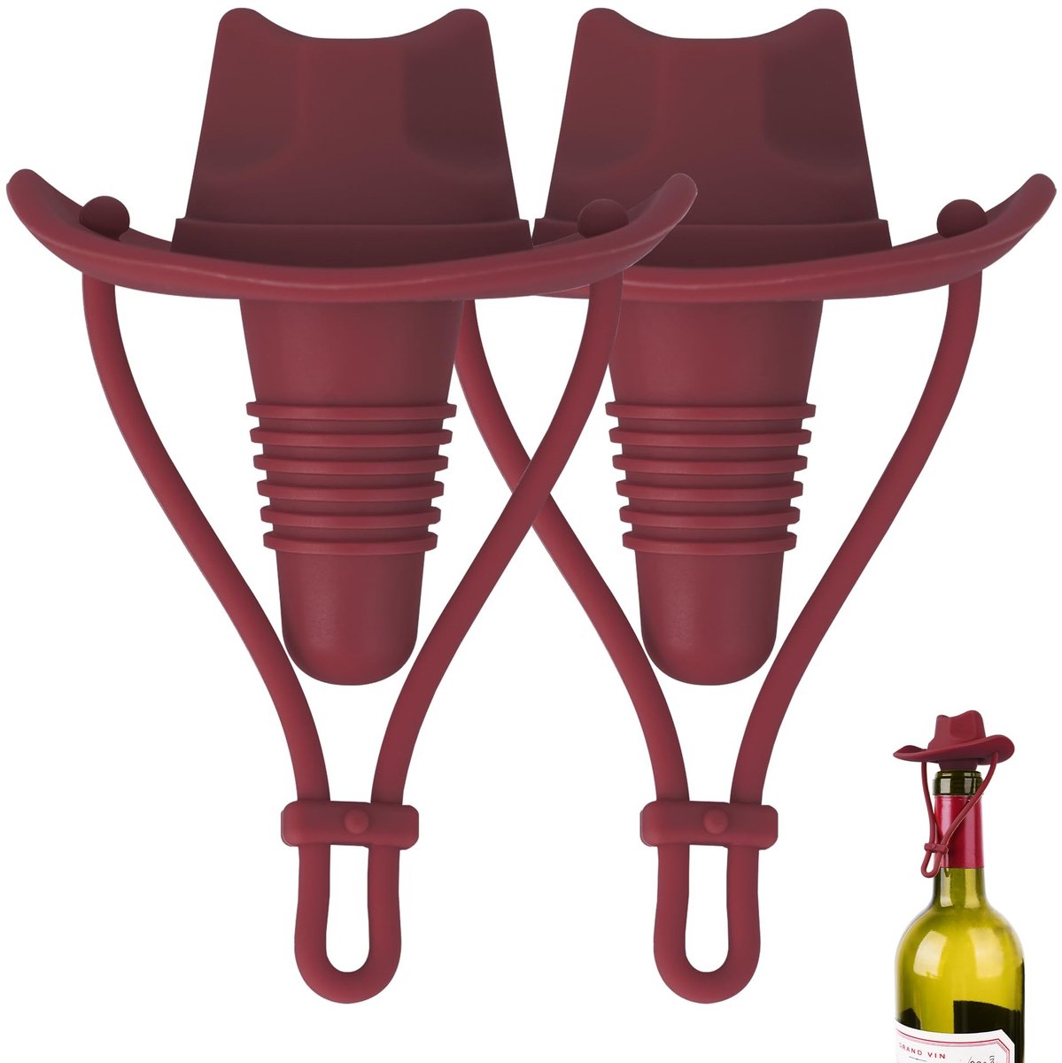 Dailygoods - 2 Stuks Siliconen Flessenstoppen in Cowboystijl