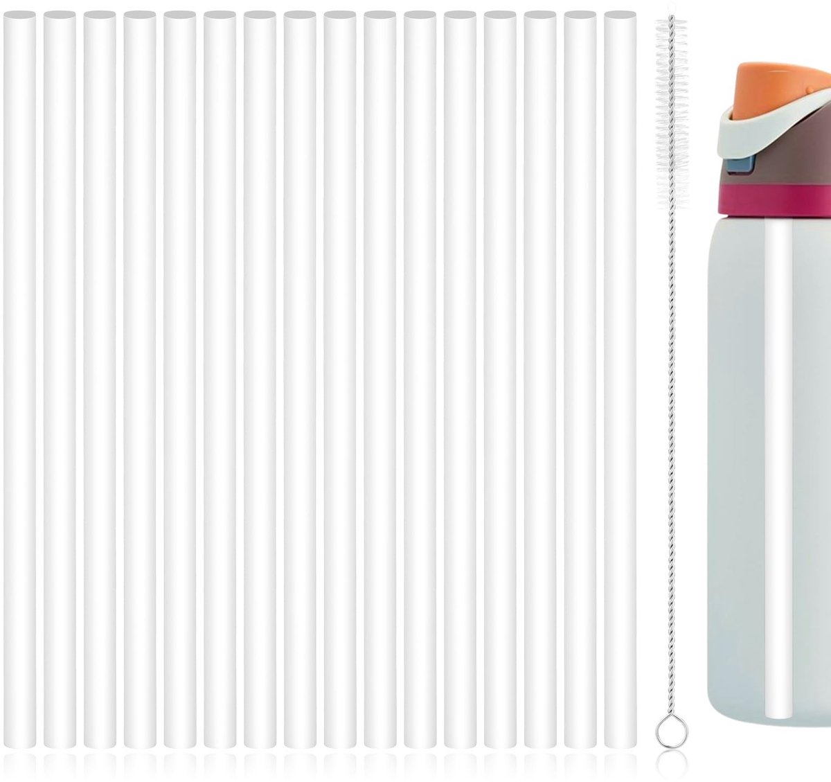 Dailygoods - 16 Stuks Herbruikbare Rietjes met Reinigingsborstel