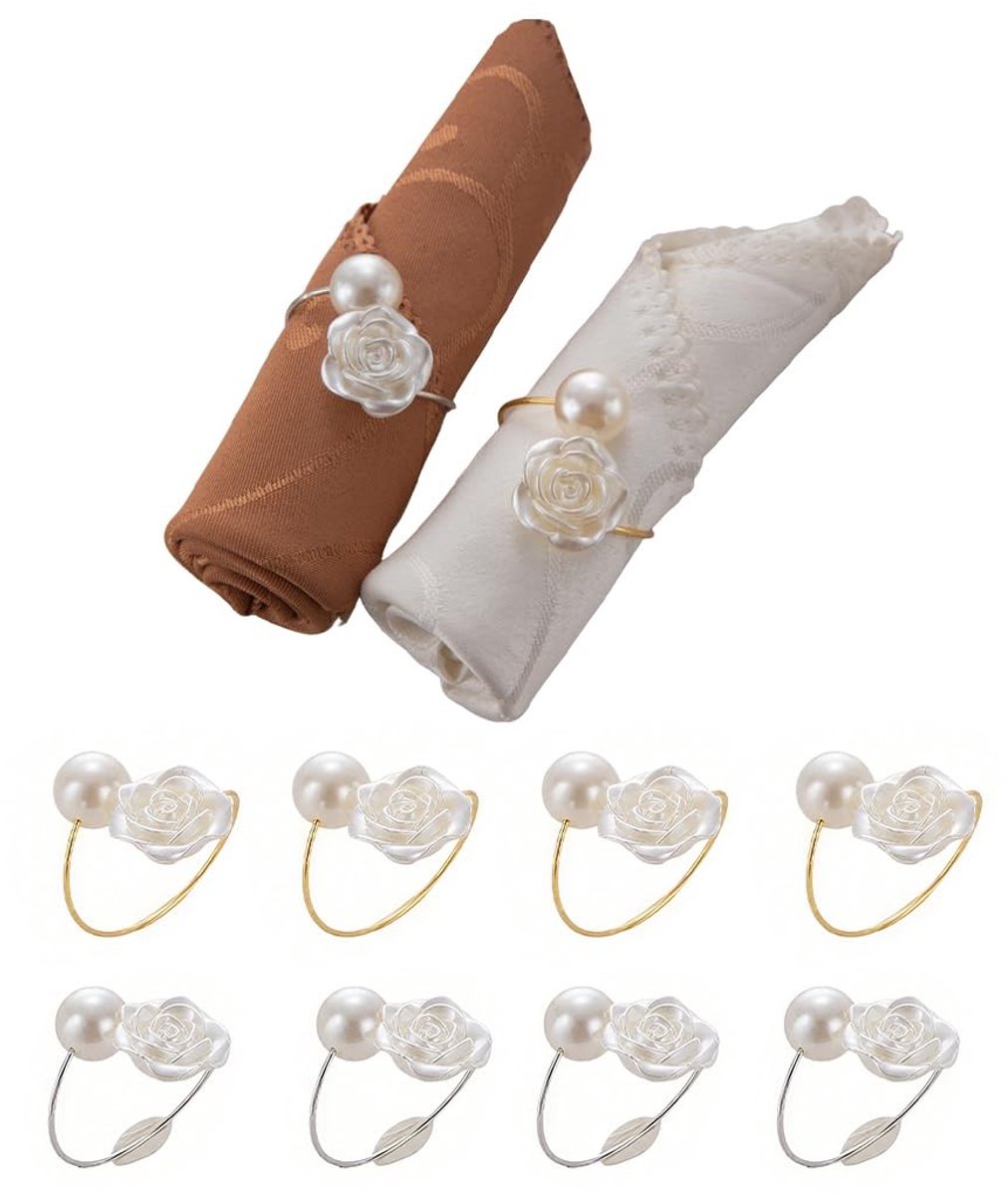 Dailygoods - Set van 8 Elegante Metalen Servettenringen met Bladdesign