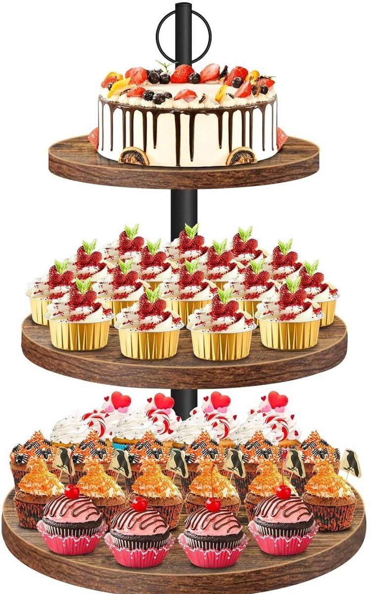 Dailygoods - Houten Cupcake Stand met 3 Etages