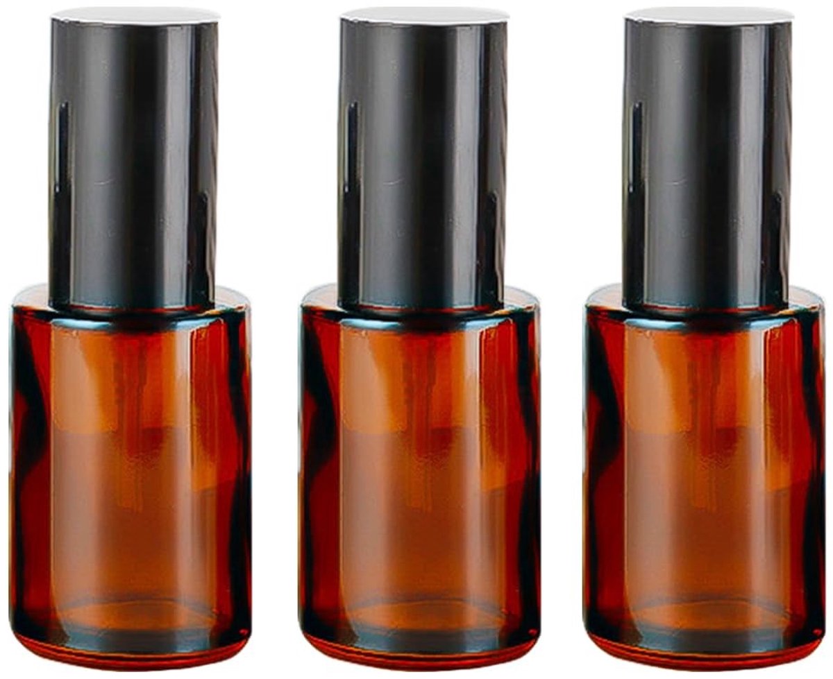 Dailygoods - Set van 3 Lege Amber Glas Lotion Pompflessen 30ml