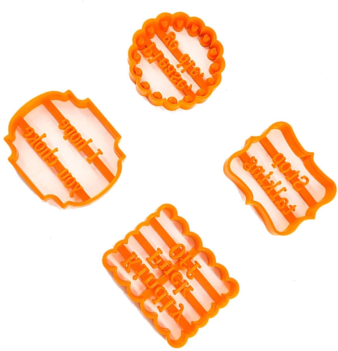 Dailygoods - Innovra - Grappige Cookie Snijders met Leuke Zinnen, Set van 4