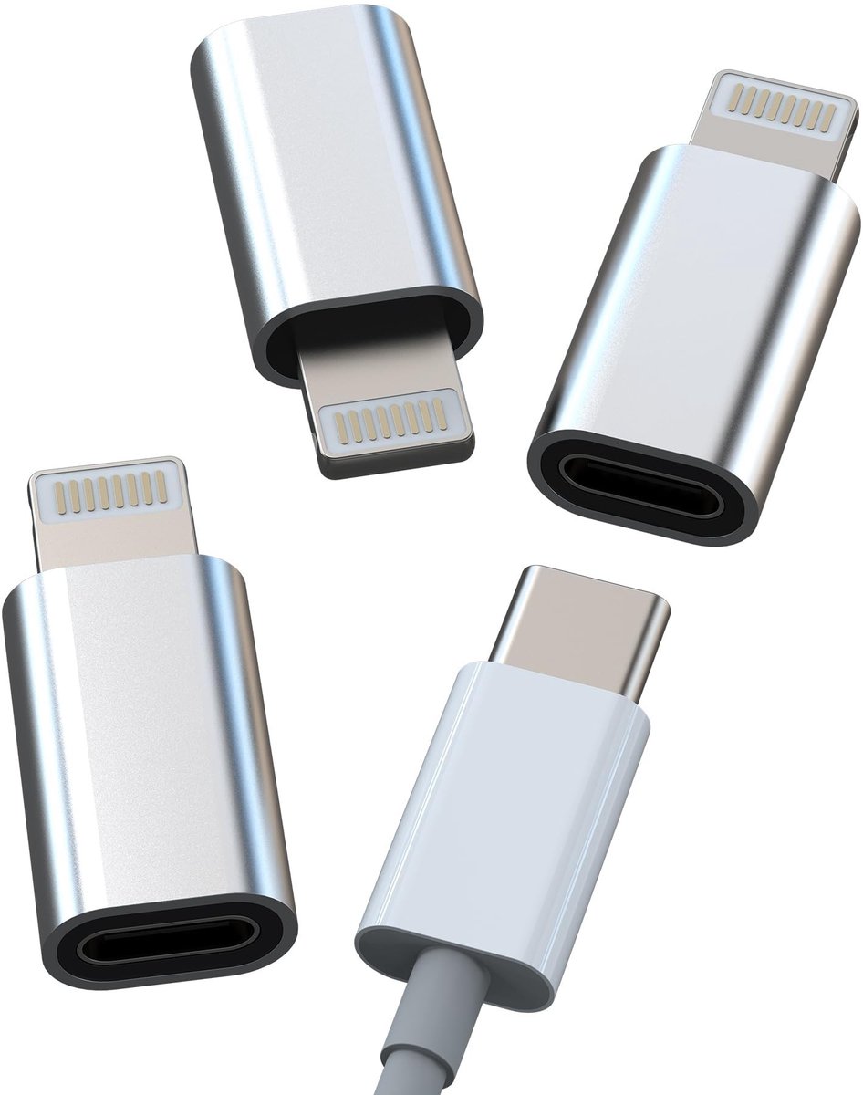 Dailygoods - Innovra - USB C naar Lightning Adapter Set (3 stuks) voor Apple Apparaten
