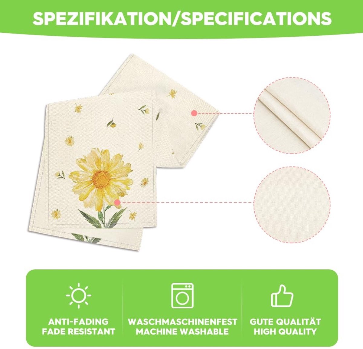 Dailygoods - Gele Tafelloper met Madeliefjes voor Seizoensdecoratie