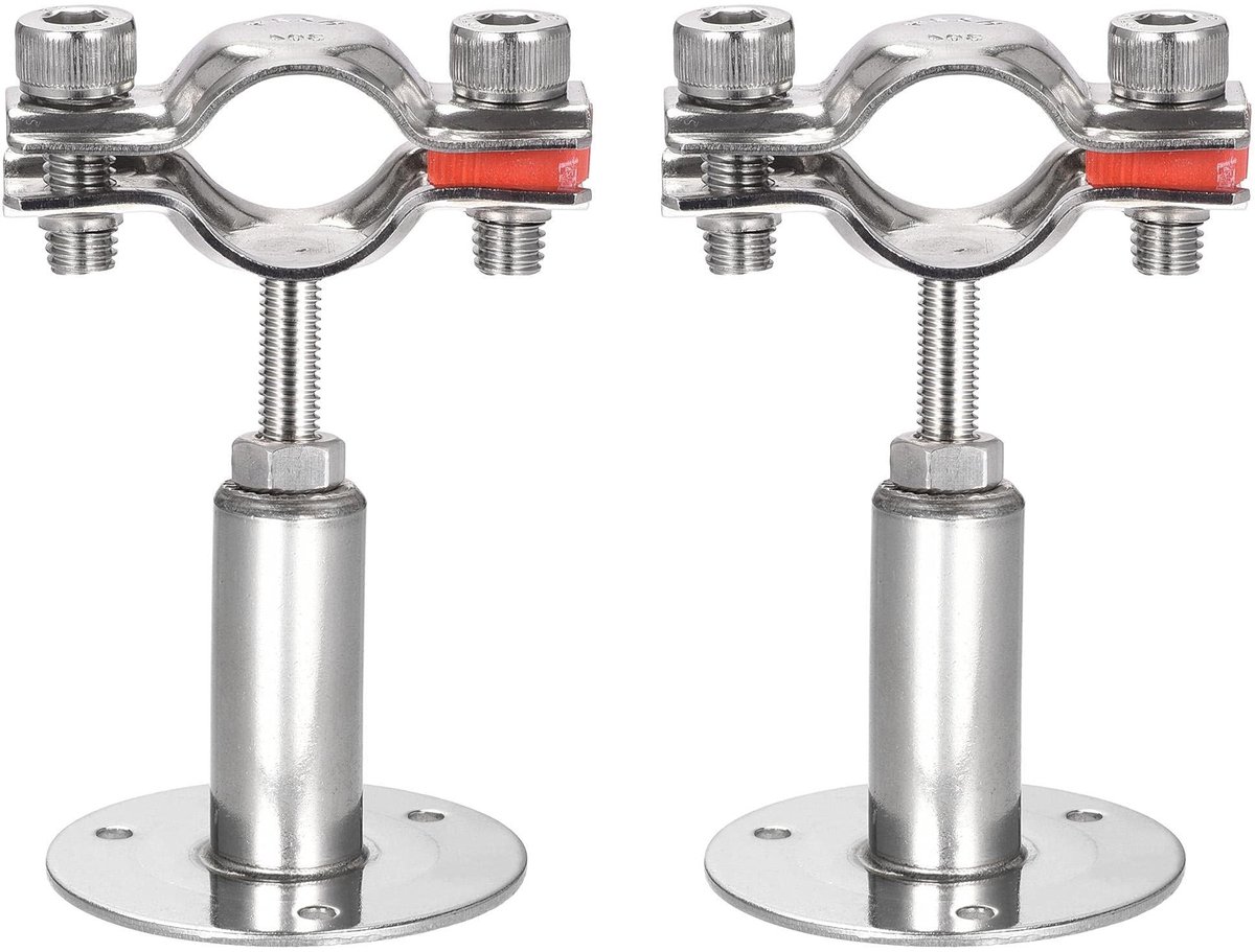Dailygoods - Verstelbare Roestvrijstalen Buissteunbeugel, 2 Stuks
