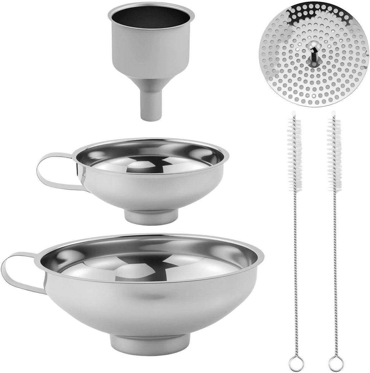 Dailygoods - 3-delige Roestvrijstalen Trechterset met Handvat