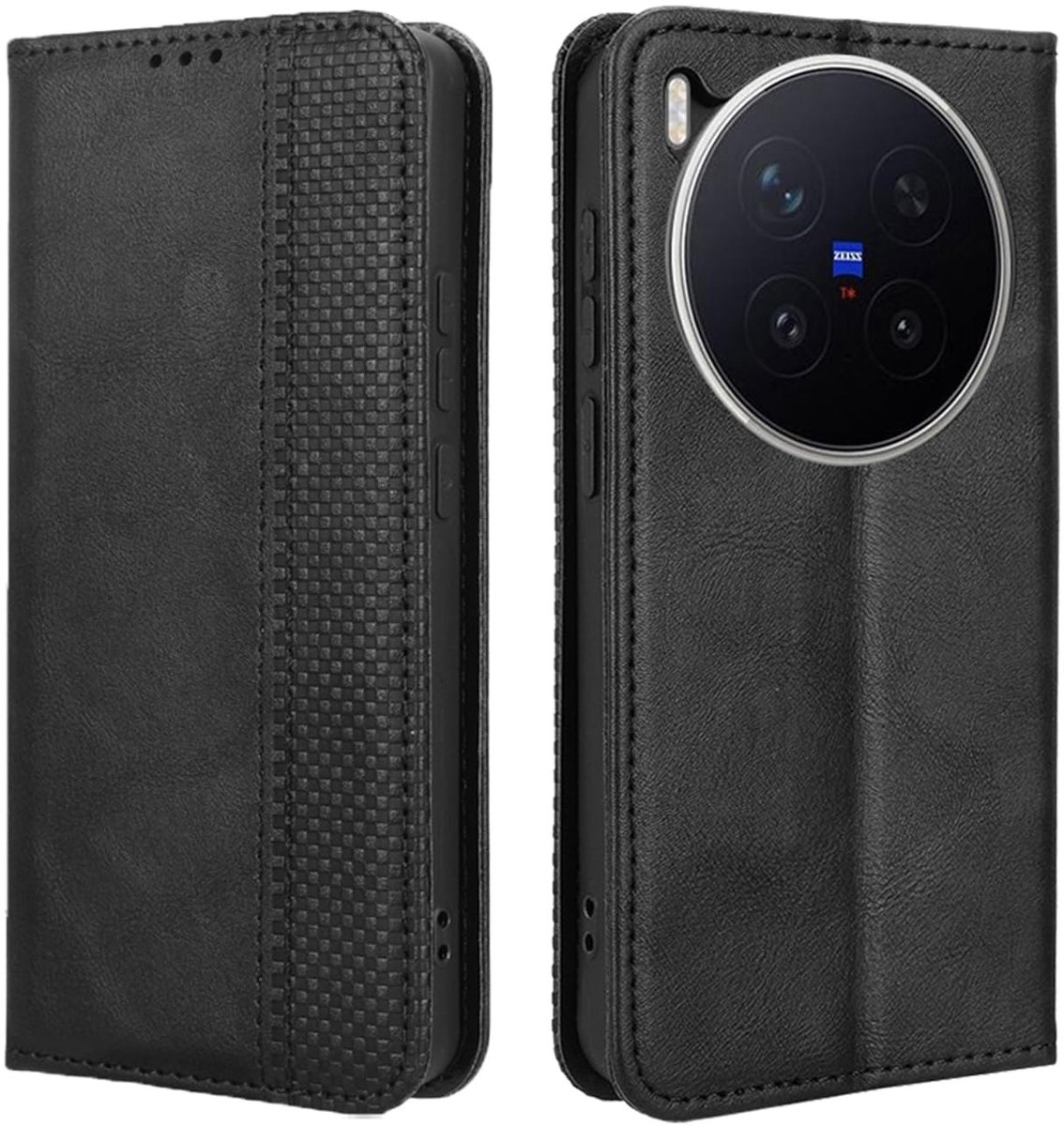 Dailygoods - Premium Leren Hoesje voor VIVO X300 Pro met Kickstand