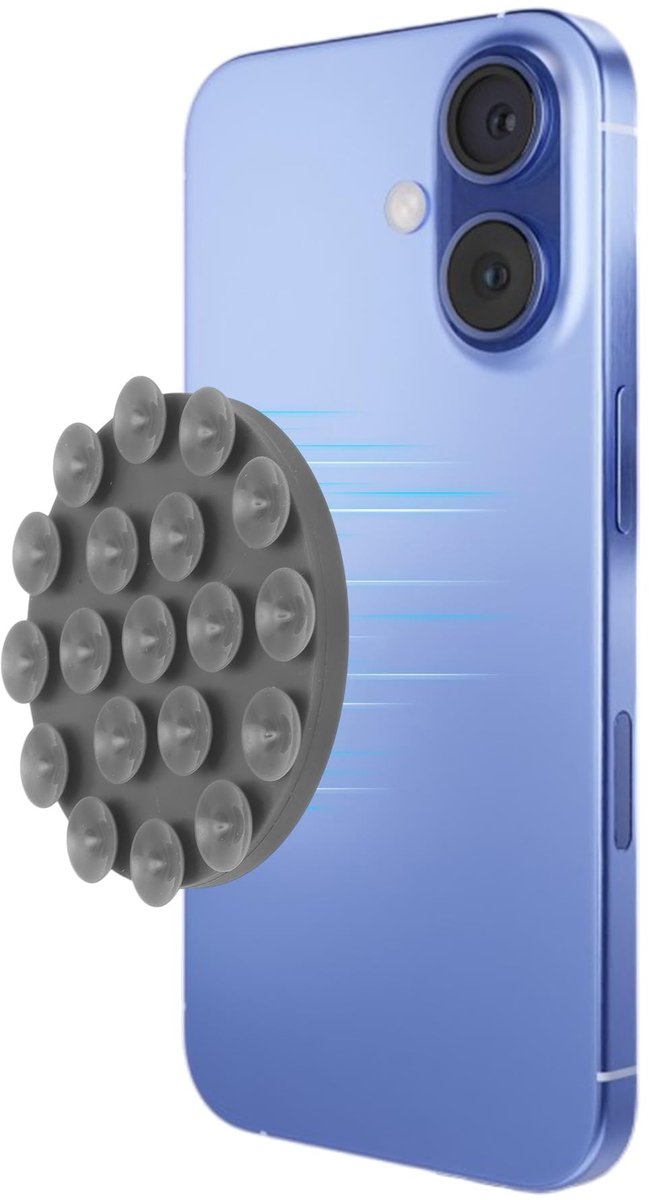 Dailygoods - Magnetische Zuignaphouder voor Telefoon - Antislip Houder Grijs