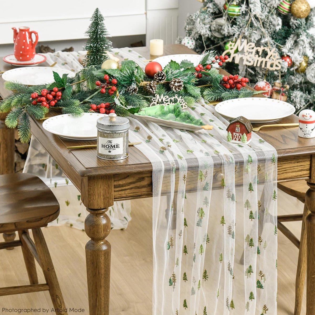 Dailygoods - Witte Geborduurde Tafelloper 70x300 cm voor Feestdecoratie