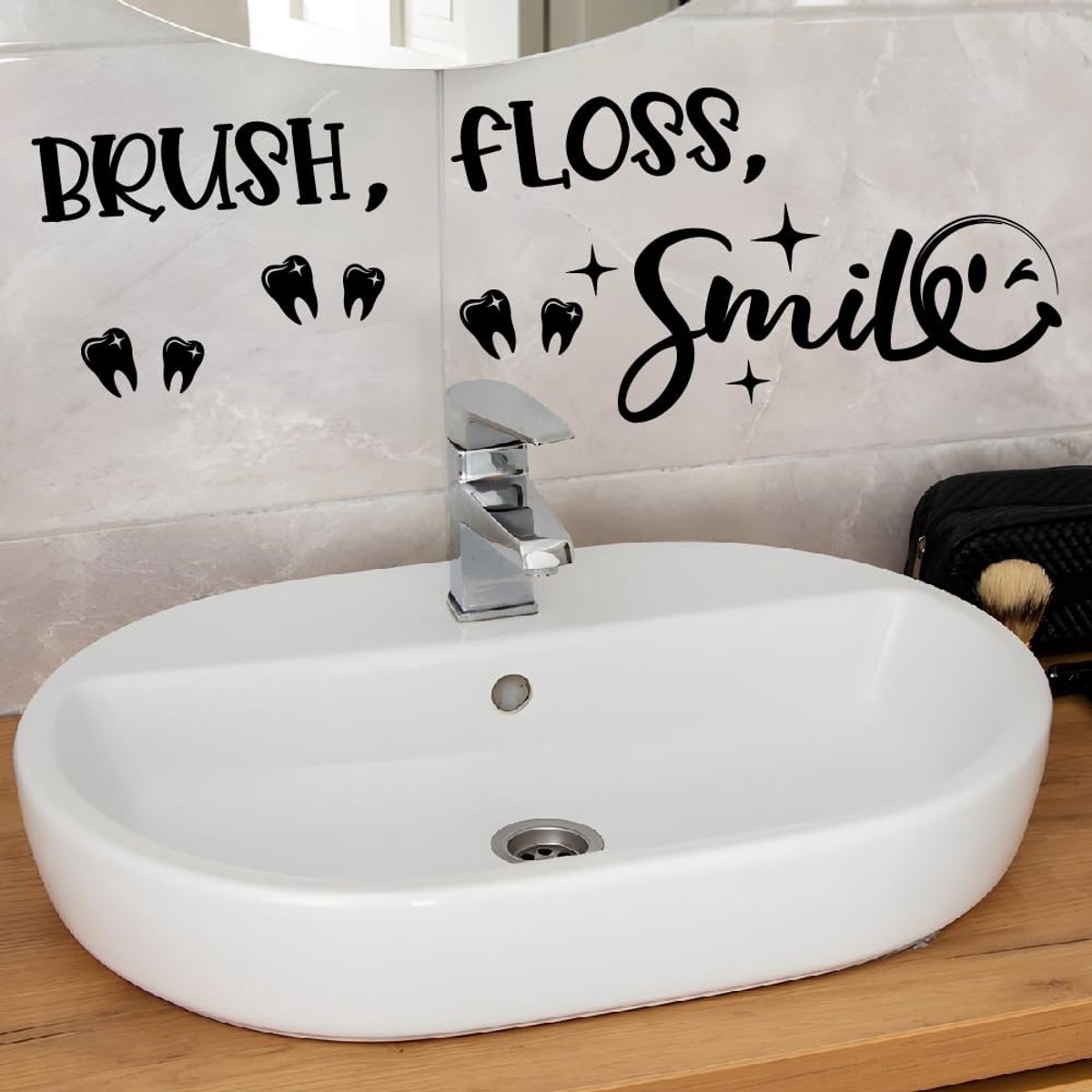 Dailygoods - Brush Floss Smile Muurstickers voor Badkamer Decoratie