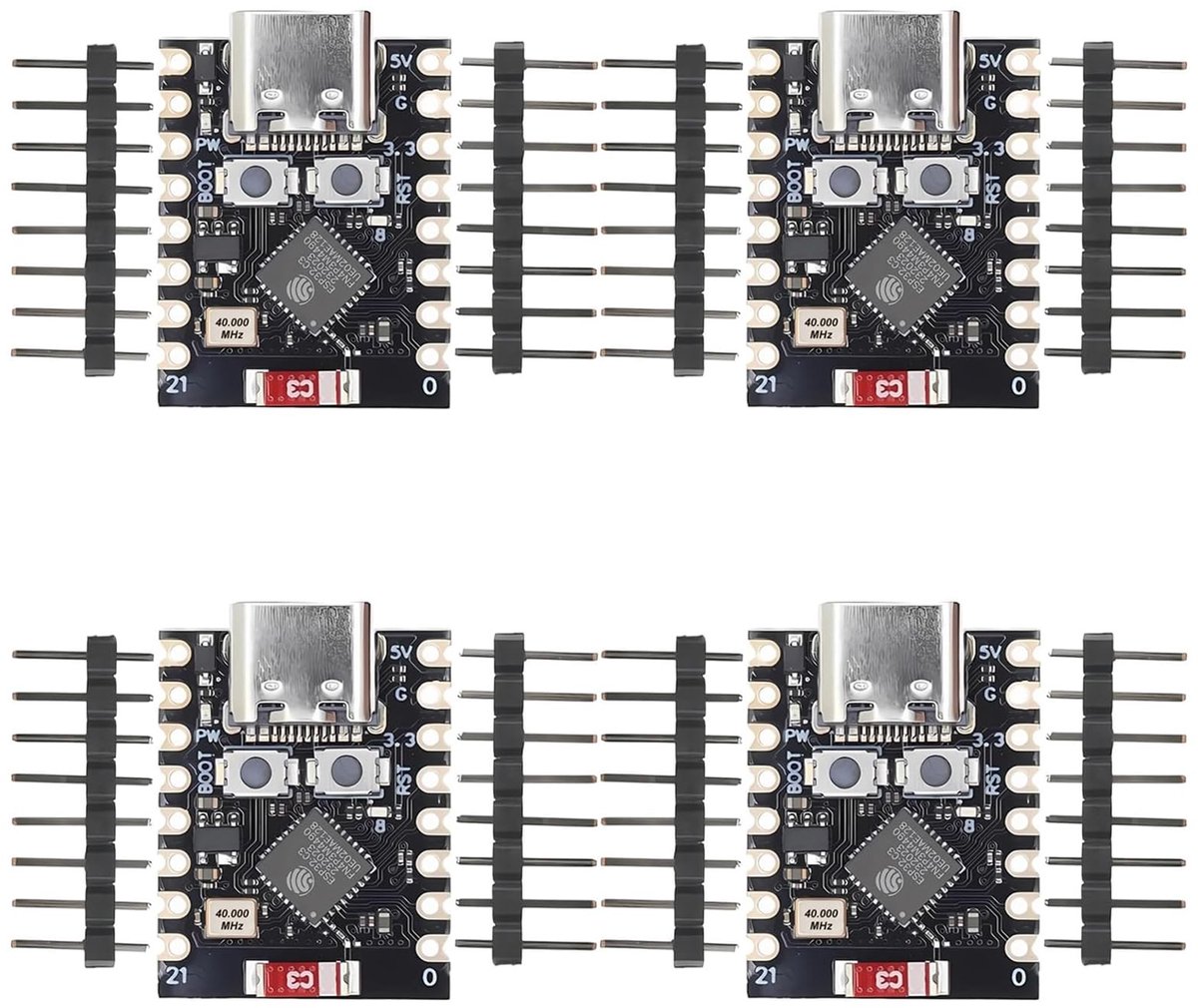 Dailygoods - 4 Stuks ESP32-C3 Ontwikkelbord met WiFi en Bluetooth Ondersteuning