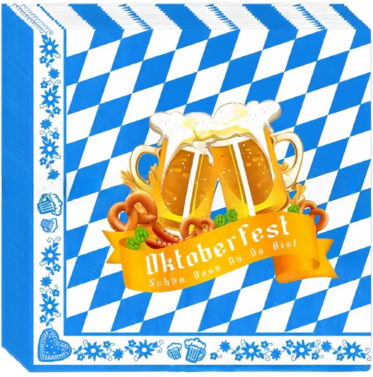 Dailygoods - 40 Stuks Oktoberfest Servetten 33x33 cm voor Feestdecoratie