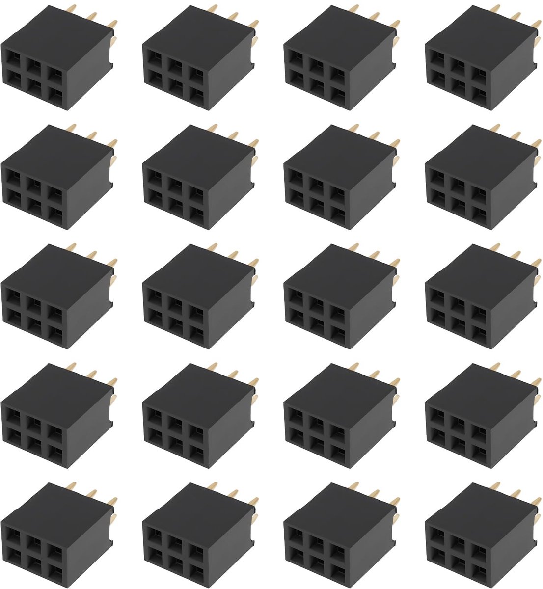 Dailygoods - 50 Stuks 2x3 Pin Dubbele Rij Connector voor PCB Projecten