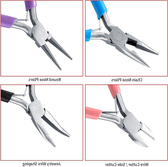 Set van 4 Pliers voor Beading en Sieradenreparatie - Naaldtangen, Kettingtangen en Draadknipper voor Creatieve Klussen — afbeelding 4