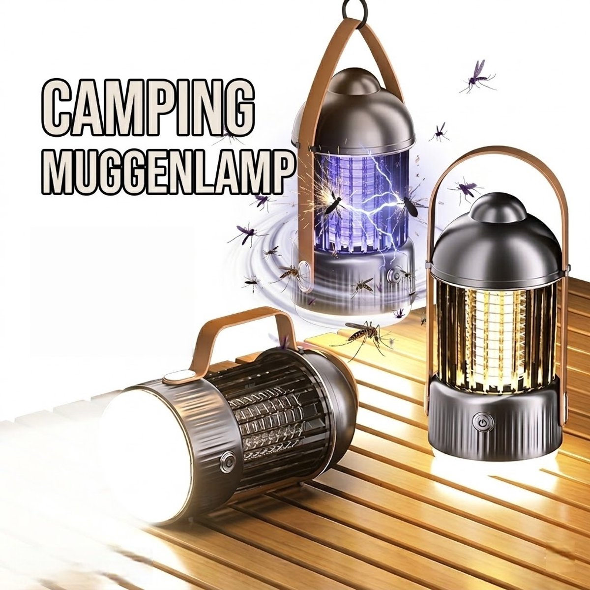 Insectenlamp - Muggenlamp met UV & LED Verlichting – 3-in-1 Anti Muggen + Nachtlamp + Zaklamp – Oplaadbaar USB-C – Stil & Draagbaar – Voor Slaapkamer, Tuin & Camping