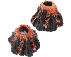 Vulkaan Aquariumdecoratie 2 stuks - Realistisch ogende decoratie voor aquarium - Toevoegen aan aquarium accessoires voor levendige uitstraling