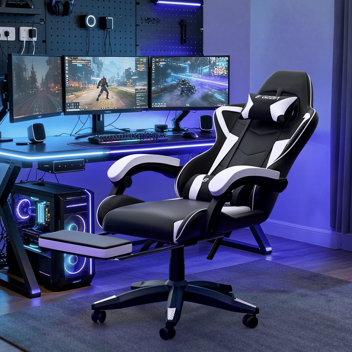 Nordvik - Gamingstoel - Ergonomisch - Verstelbaar - Zwart-wit