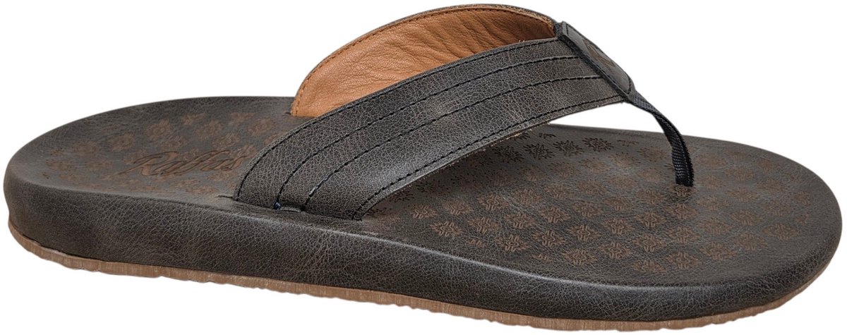 Raffas Darl Black Teenslippers Zwart Leer Heren - Zwart - 40