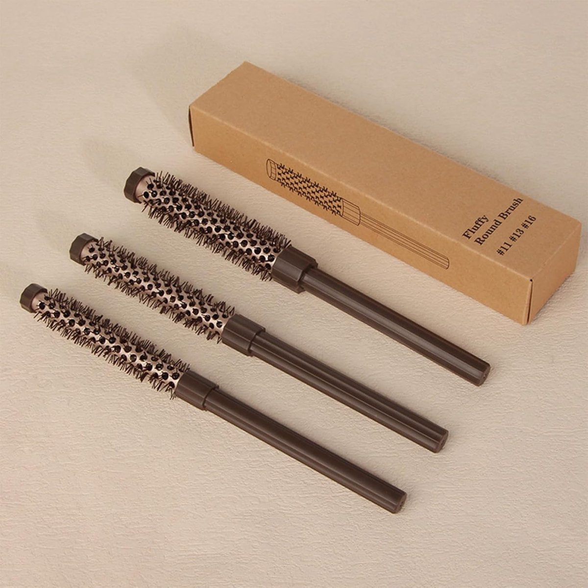 3 Pcs Professionele Haardroger Stylingset - Krultang Kam - Zachte Natuurlijke Haren - Kleine Ronde Borstel - Geschikt voor Mannen en Vrouwen - Voor Zacht Droog- en Stijlwerk