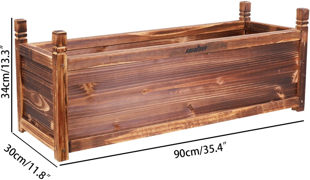 Geargalaxy Grote Houten Plantenbak - Luxe Bloembak - Bloembed - Plantenbak - Verhoogde Moestuinbak Hout - Voor Buiten - 90x30x34cm