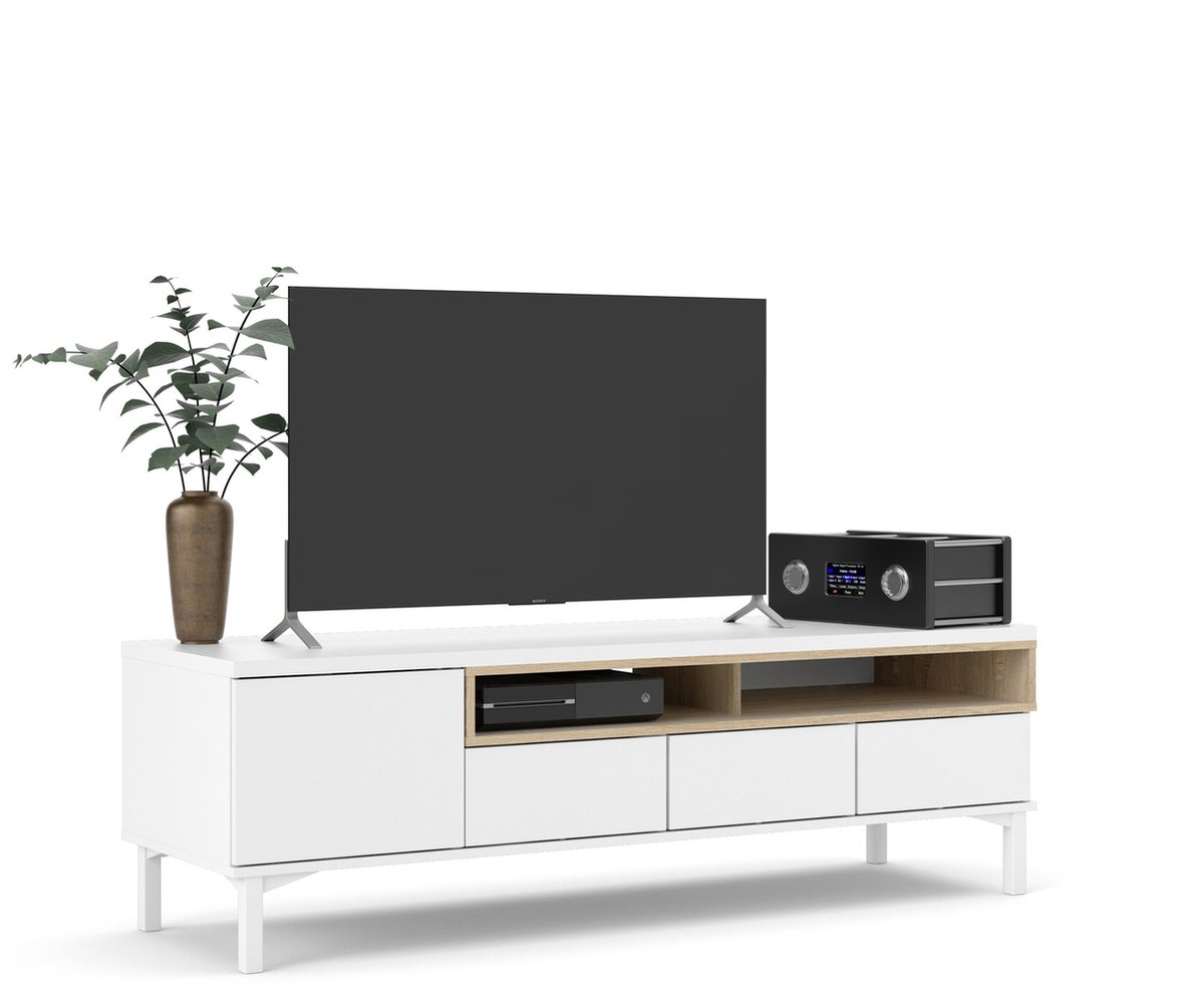 Giga Living Tv-meubel Roomers - Wit/Naturel - 160x50x50cm