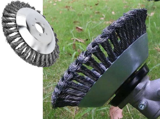 MOZY® - Onkruidborstel met Beschermkap - 200 mm - Universeel - Stalen Onkruidborstel - voor Bosmaaier - Kantenmaaier - Voegenborstel - Onkruidverwijderaar - Draadborstel van Merkloos	 — afbeelding 4